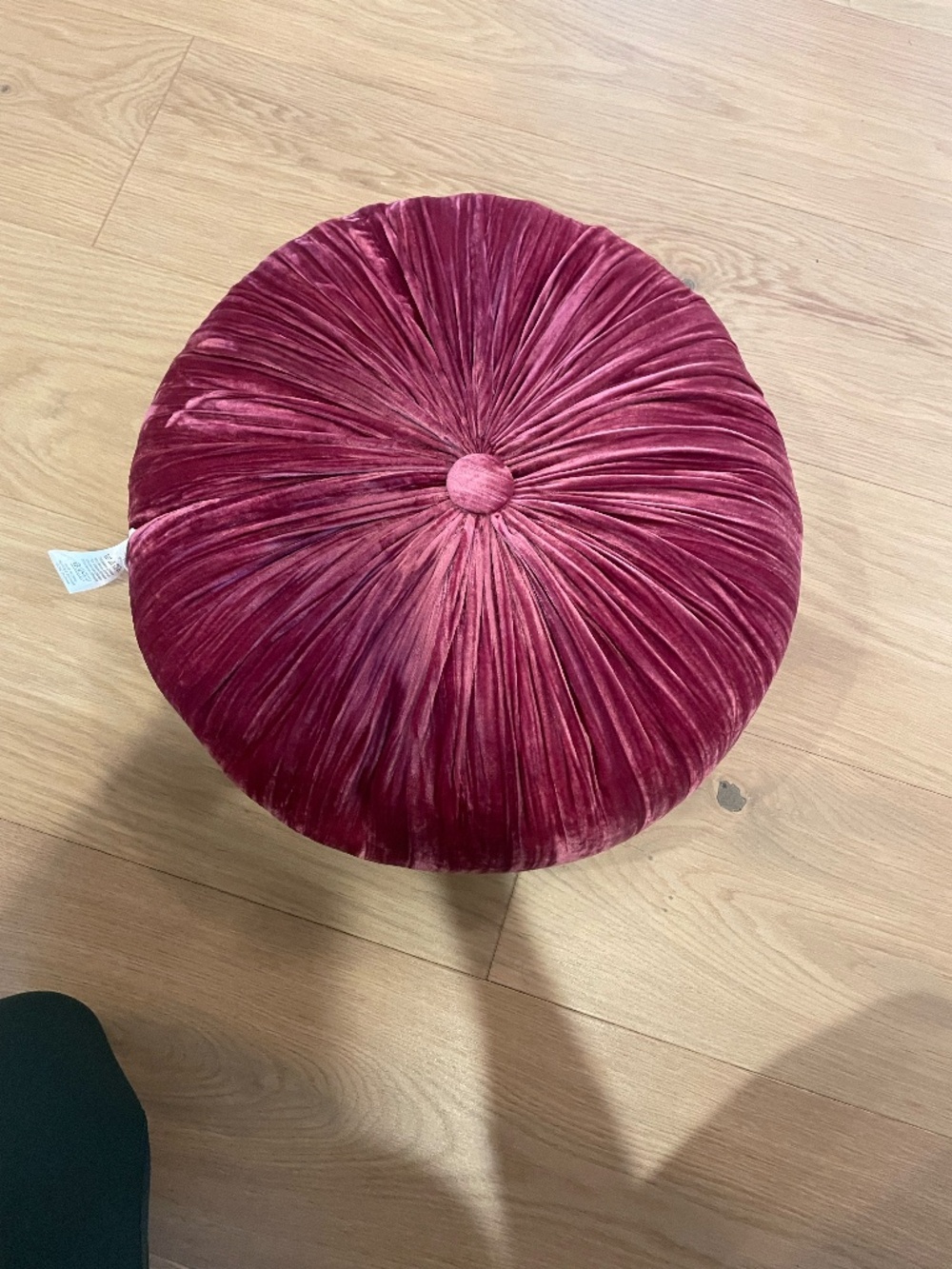 Anthropologie Round Velvet Pillow - Berry Velvet